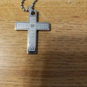 VINTAGE Sign "RL S.STEEL" CR0SS PENDANT NECKLACE